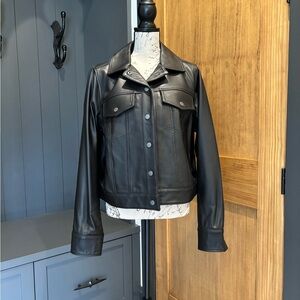 Never Worn Universal Standard Classic Black Leather Snap Front Jacket XS US10/12